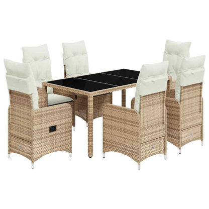Set da Bistrò da Giardino 7 pz con Cuscini Beige in Polyrattan | homemem39