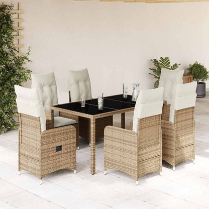 Set da Bistrò da Giardino 7 pz con Cuscini Beige in Polyrattan | homemem39