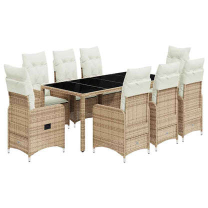 Set da Bistrò da Giardino 9 pz con Cuscini Beige in Polyrattan - homemem39