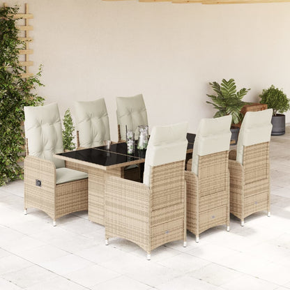 Set da Bistrò da Giardino 7 pz con Cuscini Beige in Polyrattan