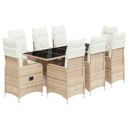 Set da Bistrò da Giardino 9 pz con Cuscini Beige in Polyrattan - homemem39