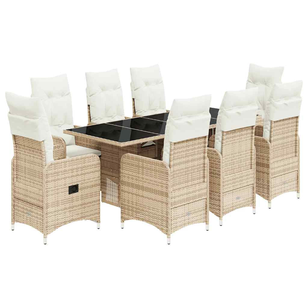 Set da Bistrò da Giardino 9 pz con Cuscini Beige in Polyrattan - homemem39