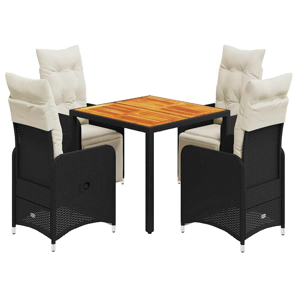 Set Bistrò da Giardino 5 pz con Cuscini in Polyrattan Nero - homemem39