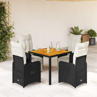 Set Bistrò da Giardino 5 pz con Cuscini in Polyrattan Nero - homemem39