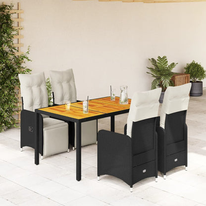 Set Bistrò da Giardino 5 pz con Cuscini in Polyrattan Nero | homemem39