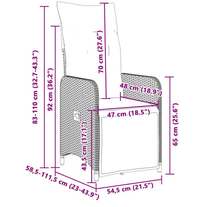 Set Bistrò da Giardino 9 pz con Cuscini in Polyrattan Nero - homemem39