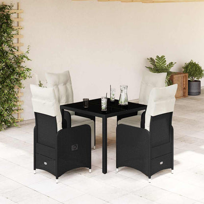 Set Bistrò da Giardino 5 pz con Cuscini in Polyrattan Nero - homemem39