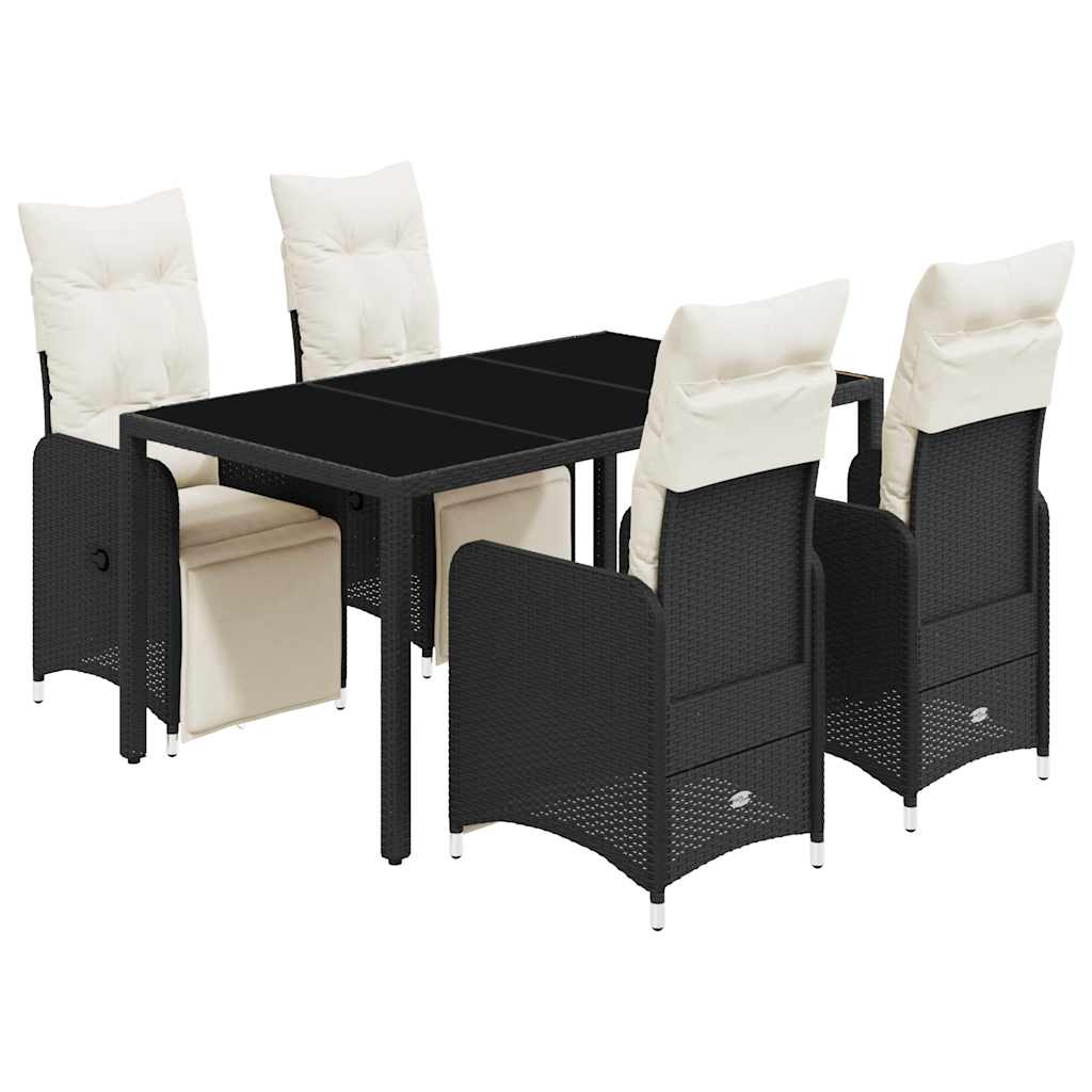 Set Bistrò da Giardino 5 pz con Cuscini in Polyrattan Nero - homemem39