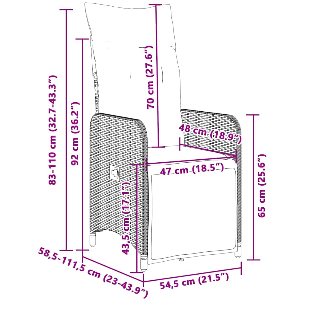 Set Bistrò da Giardino 5 pz con Cuscini in Polyrattan Nero - homemem39