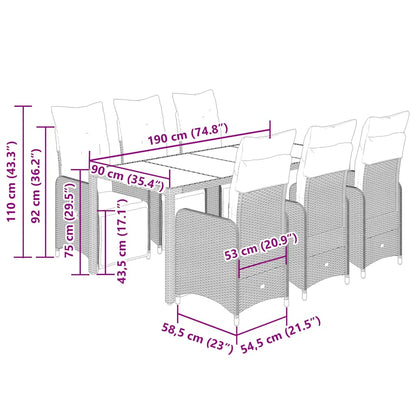 Set da Bistrò da Giardino 7 pz con Cuscini Nero in Polyrattan - homemem39