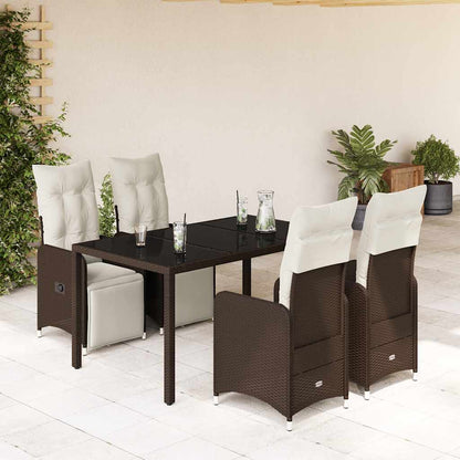 Set Bistrò da Giardino 5 pz con Cuscini in Polyrattan Marrone - homemem39
