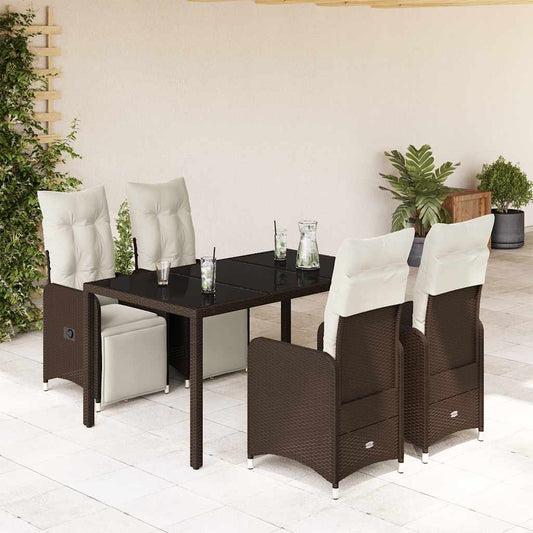 Set Bistrò da Giardino 5 pz con Cuscini in Polyrattan Marrone - homemem39