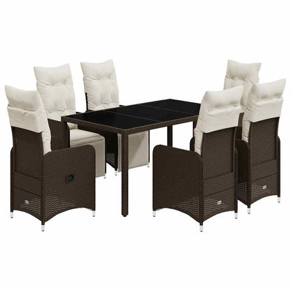 Set Bistrò da Giardino 7 pz con Cuscini in Polyrattan Marrone - homemem39