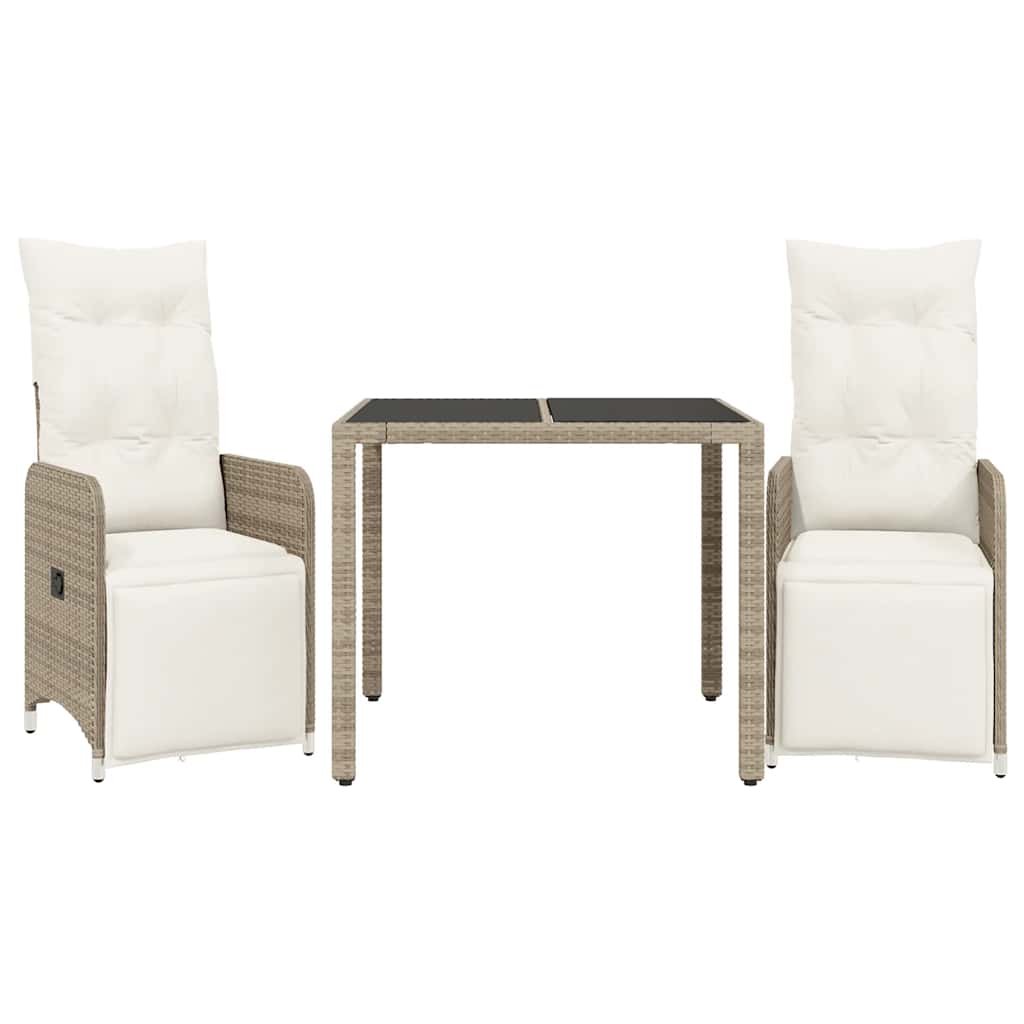 Set Bistrò da Giardino 3 pz con Cuscini in Polyrattan Marrone - homemem39