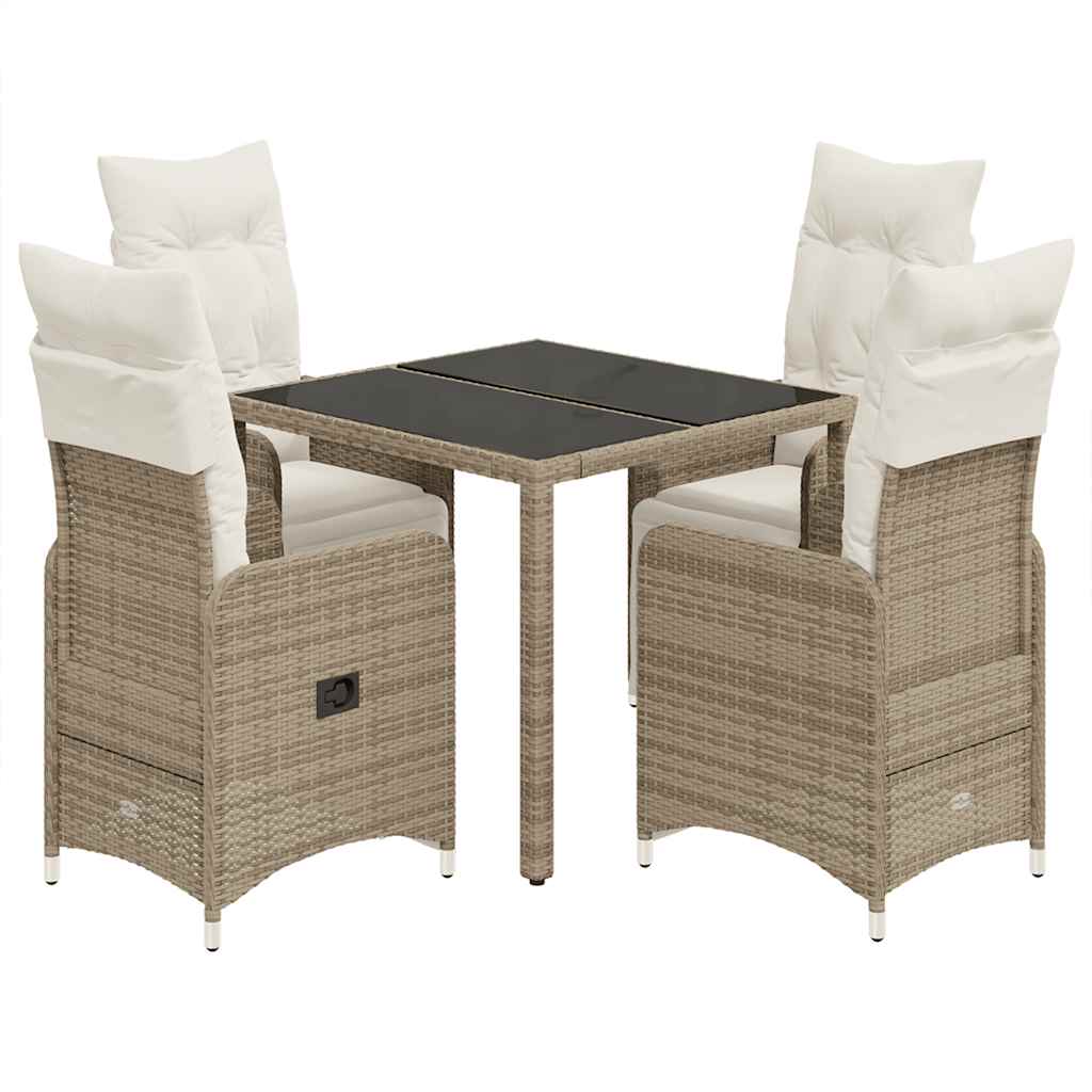 Set Bistrò da Giardino 5 pz con Cuscini in Polyrattan Marrone | homemem39