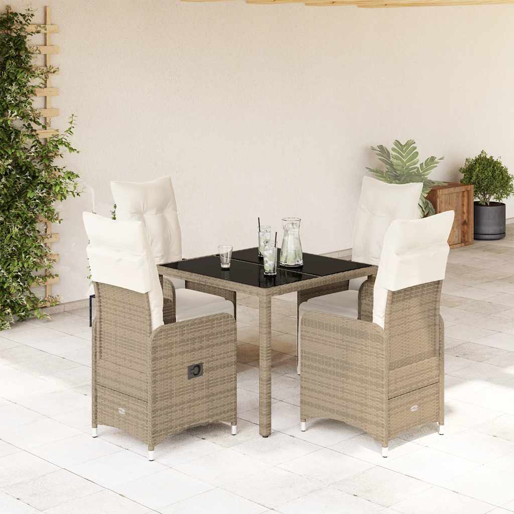 Set Bistrò da Giardino 5 pz con Cuscini in Polyrattan Marrone | homemem39