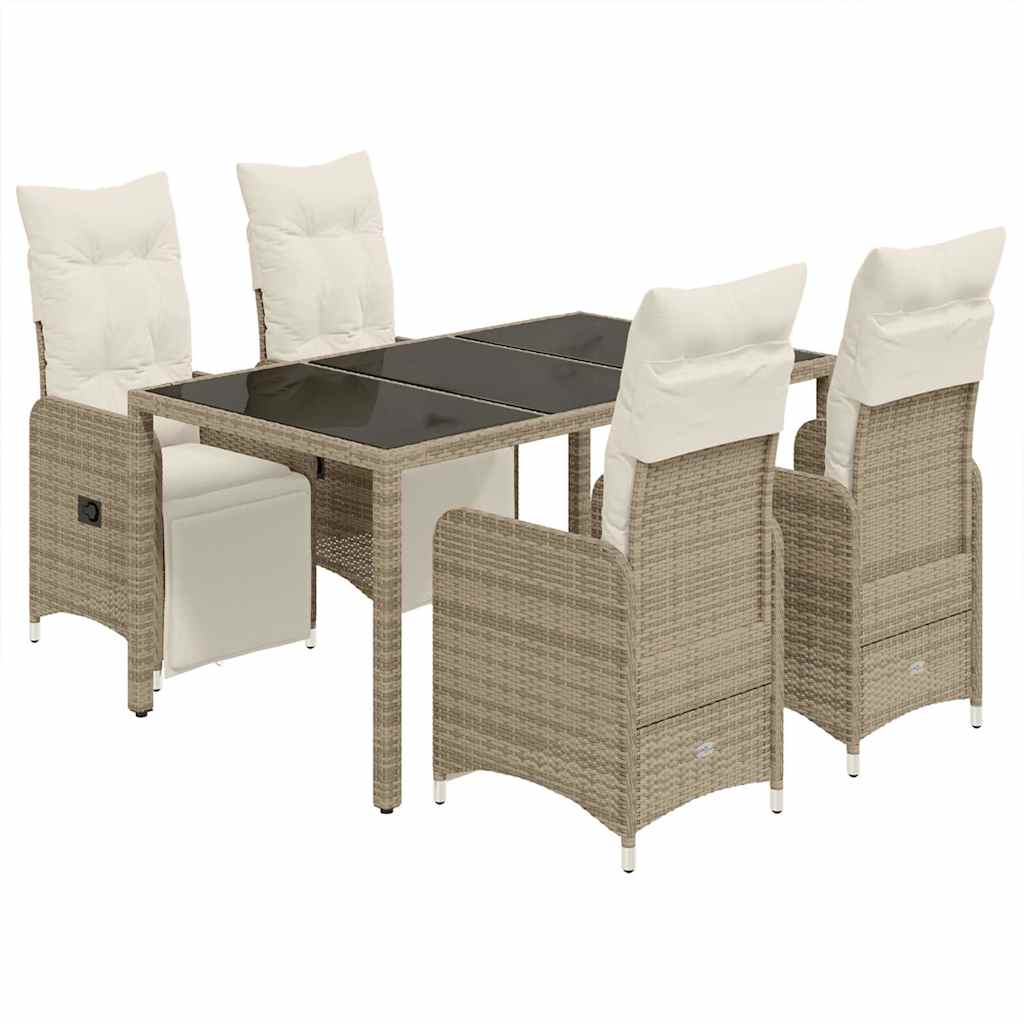 Set Bistrò da Giardino 5 pz con Cuscini in Polyrattan Marrone - homemem39