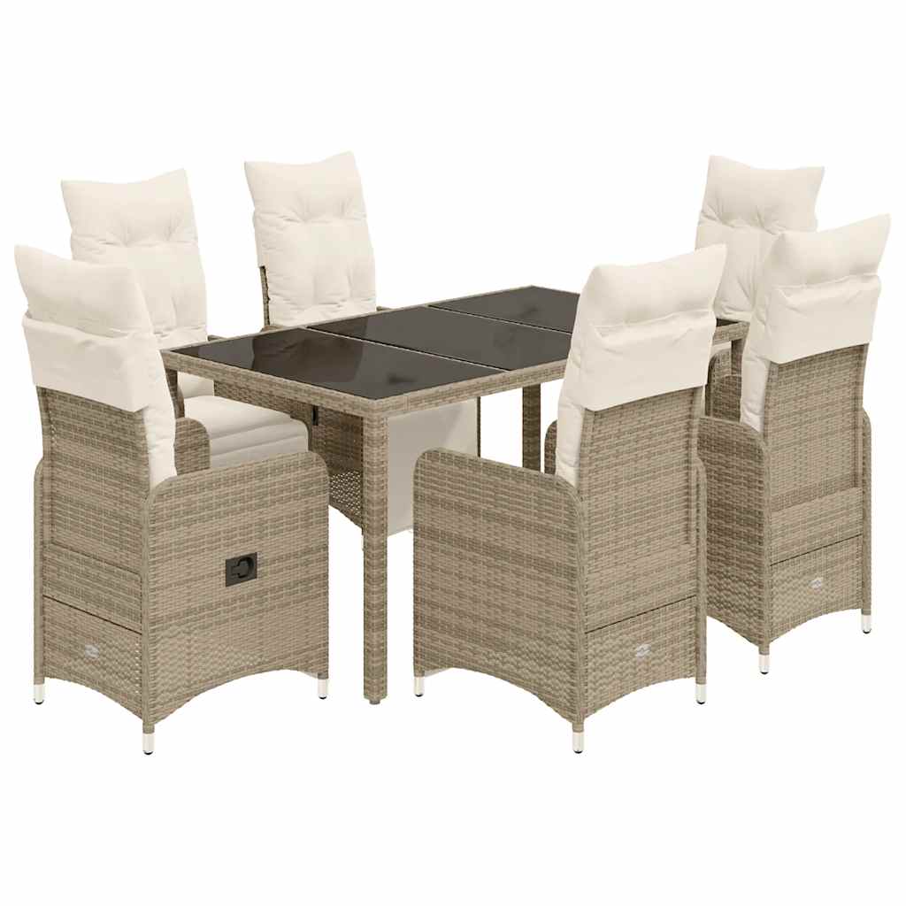Set Bistrò da Giardino 7 pz con Cuscini in Polyrattan Marrone - homemem39