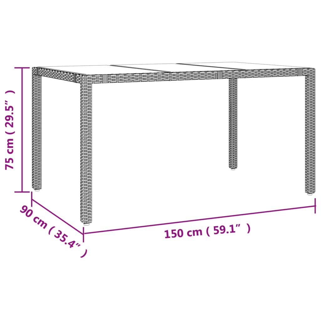 Set Bistrò da Giardino 7 pz con Cuscini in Polyrattan Marrone