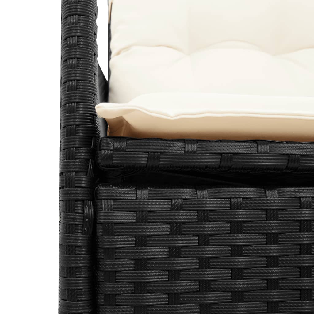 Set Bistrò da Giardino 9 pz con Cuscini in Polyrattan Nero | homemem39