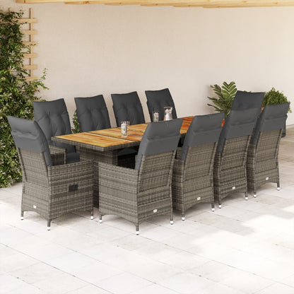 Set Bistrò da Giardino 11 pz con Cuscini in Polyrattan Grigio | homemem39