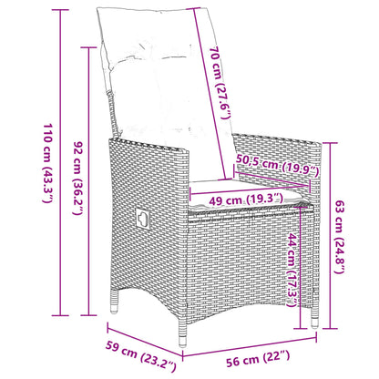 Set Bistrò da Giardino 11 pz con Cuscini in Polyrattan Marrone | homemem39