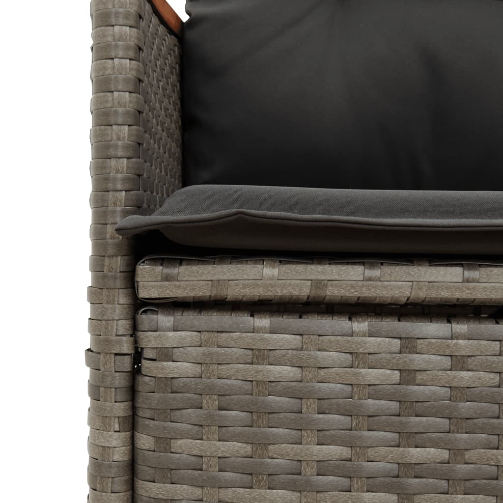 Set Bistrò da Giardino 9 pz con Cuscini in Polyrattan Grigio | homemem39