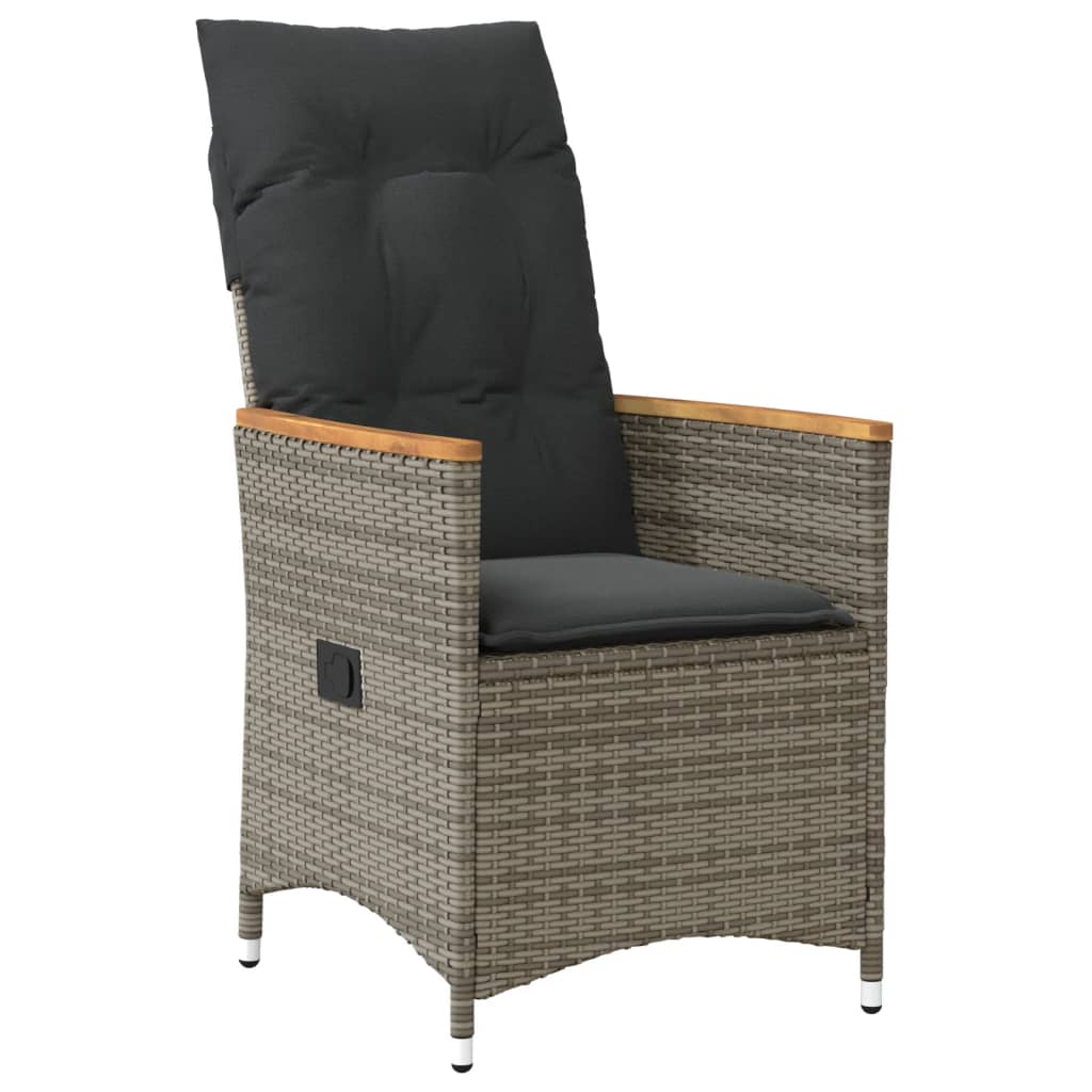 Set Bistrò da Giardino 11 pz con Cuscini in Polyrattan Grigio | homemem39