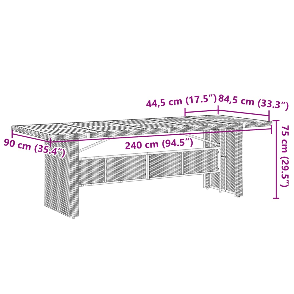 Set da Bistrò da Giardino 11 pz con Cuscini Nero in Polyrattan