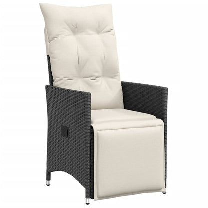 Set Bistrò da Giardino 9 pz con Cuscini in Polyrattan Nero | homemem39