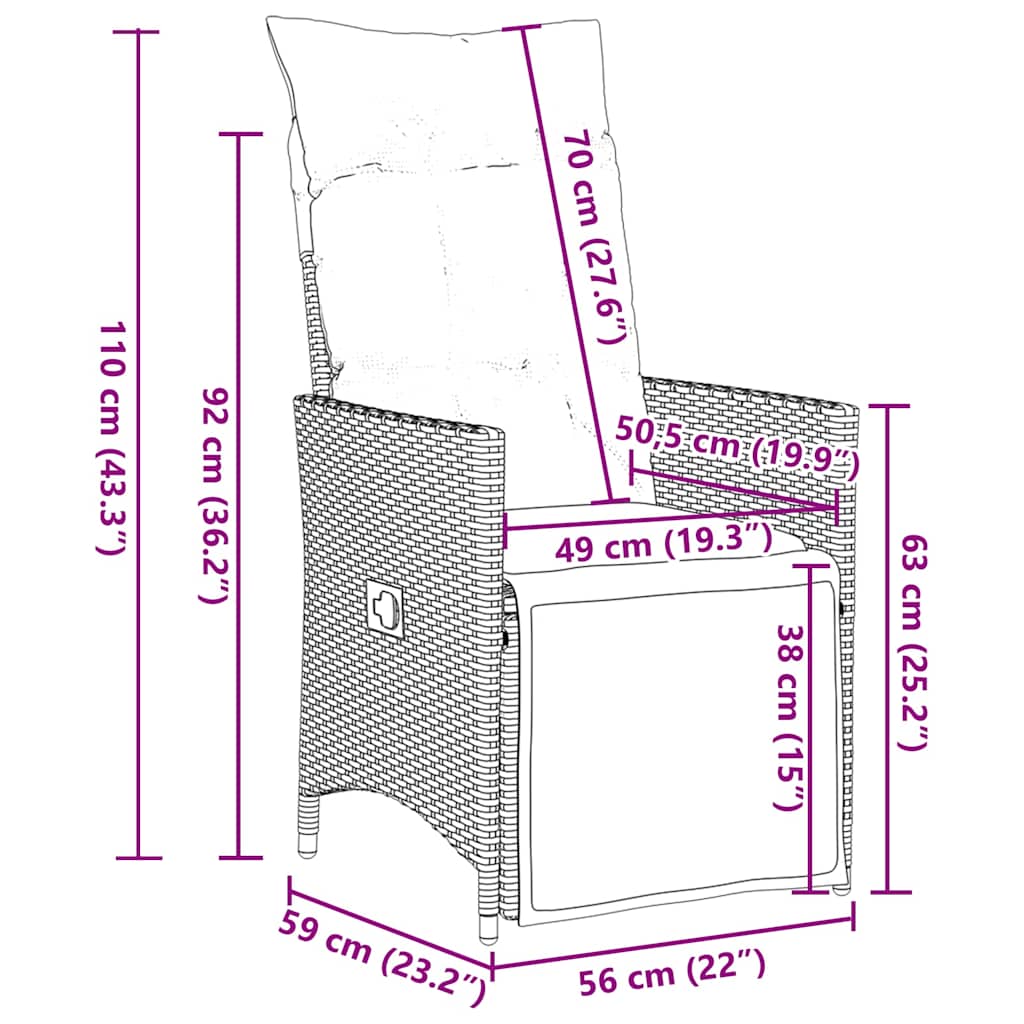 Set Bistrò da Giardino 11 pz con Cuscini in Polyrattan Grigio | homemem39