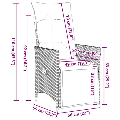 Set Bistrò da Giardino 11 pz con Cuscini in Polyrattan Grigio | homemem39