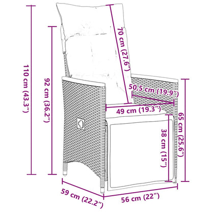 Set Bistrò da Giardino 9 pz con Cuscini in Polyrattan Nero | homemem39