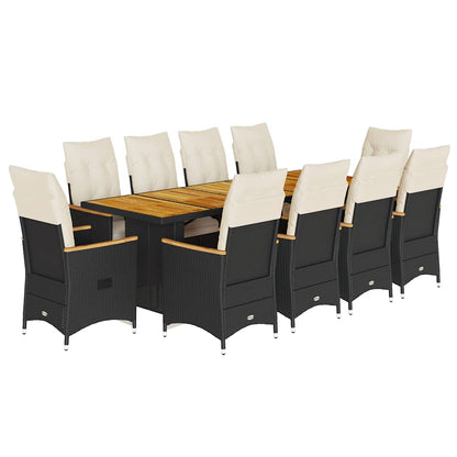 Set da Bistrò da Giardino 11 pz con Cuscini Nero in Polyrattan | homemem39