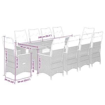 Set da Bistrò da Giardino 11 pz con Cuscini Nero in Polyrattan | homemem39
