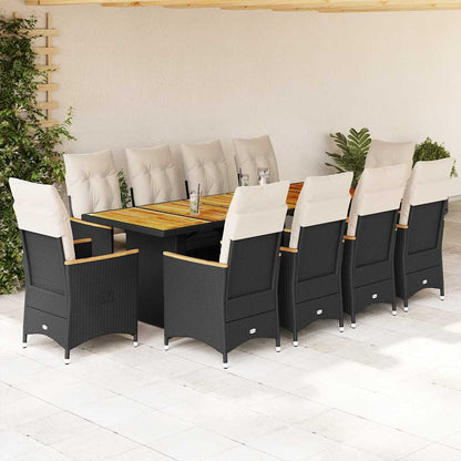 Set da Bistrò da Giardino 11 pz con Cuscini Nero in Polyrattan | homemem39
