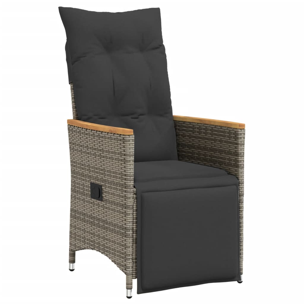 Set Bistrò da Giardino 11 pz con Cuscini in Polyrattan Grigio | homemem39