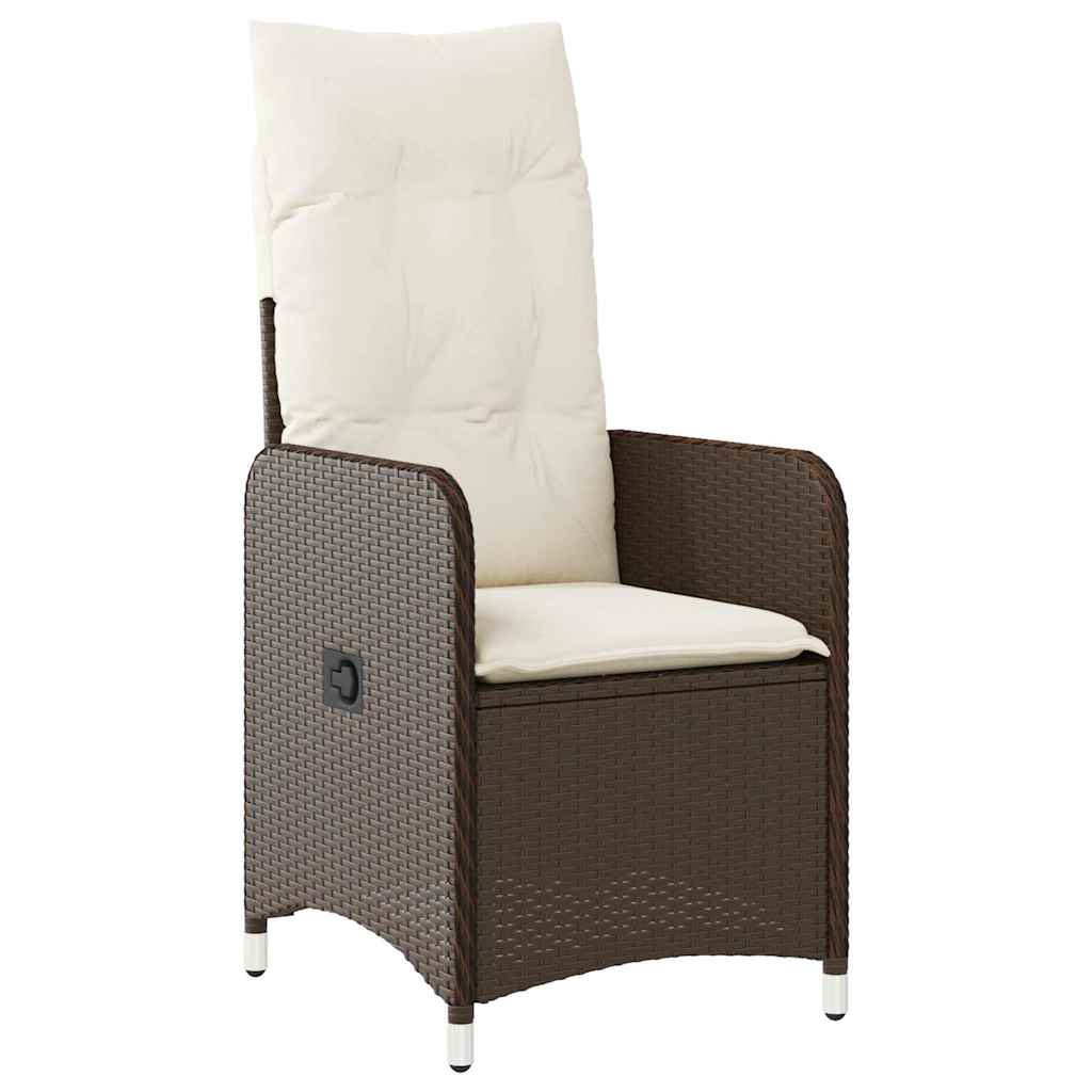 Set Bistrò da Giardino 11 pz con Cuscini in Polyrattan Marrone - homemem39
