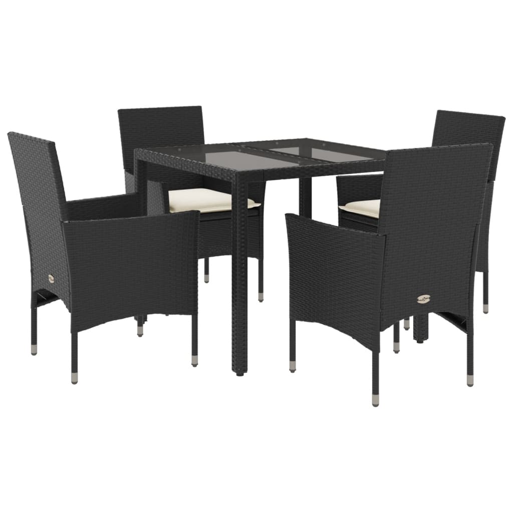 Set da Pranzo da Giardino con Cuscini 5 pz Polyrattan e Vetro - homemem39