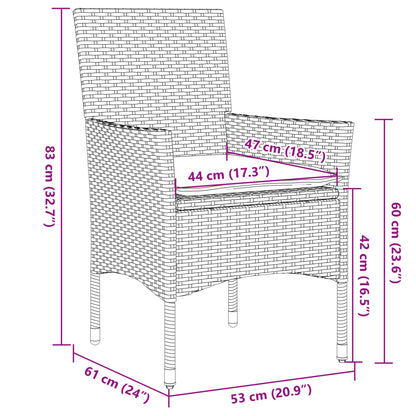 Set da Pranzo da Giardino con Cuscini 5 pz Polyrattan e Vetro | homemem39