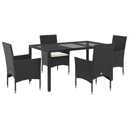 Set da Pranzo da Giardino con Cuscini 5 pz Polyrattan e Vetro | homemem39