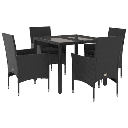 Set da Pranzo da Giardino con Cuscini 5 pz Polyrattan e Vetro | homemem39
