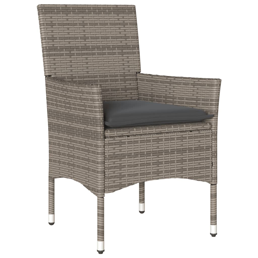 Set da Pranzo da Giardino 3pz con Cuscini in Polyrattan e Vetro | homemem39