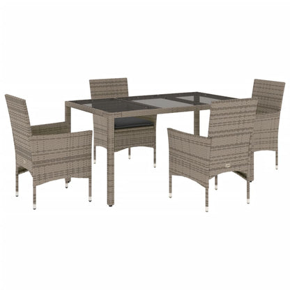 Set da Pranzo da Giardino 5 pz con Cuscini Polyrattan e Vetro - homemem39