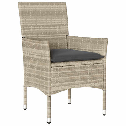 Set Pranzo Giardino 7 pz Cuscini Grigio Chiaro Polyrattan Vetro | homemem39