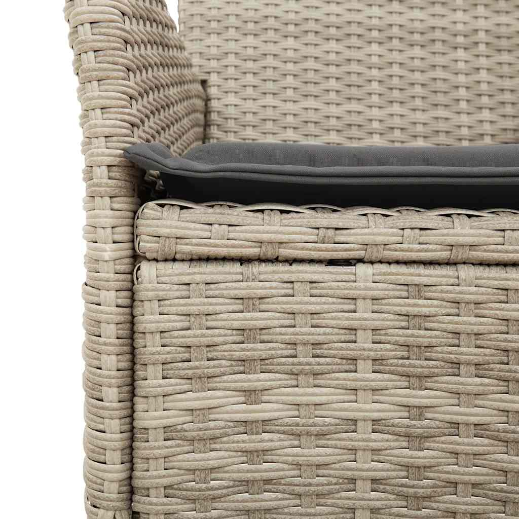 Set Pranzo Giardino 7 pz Cuscini Grigio Chiaro Polyrattan Vetro - homemem39