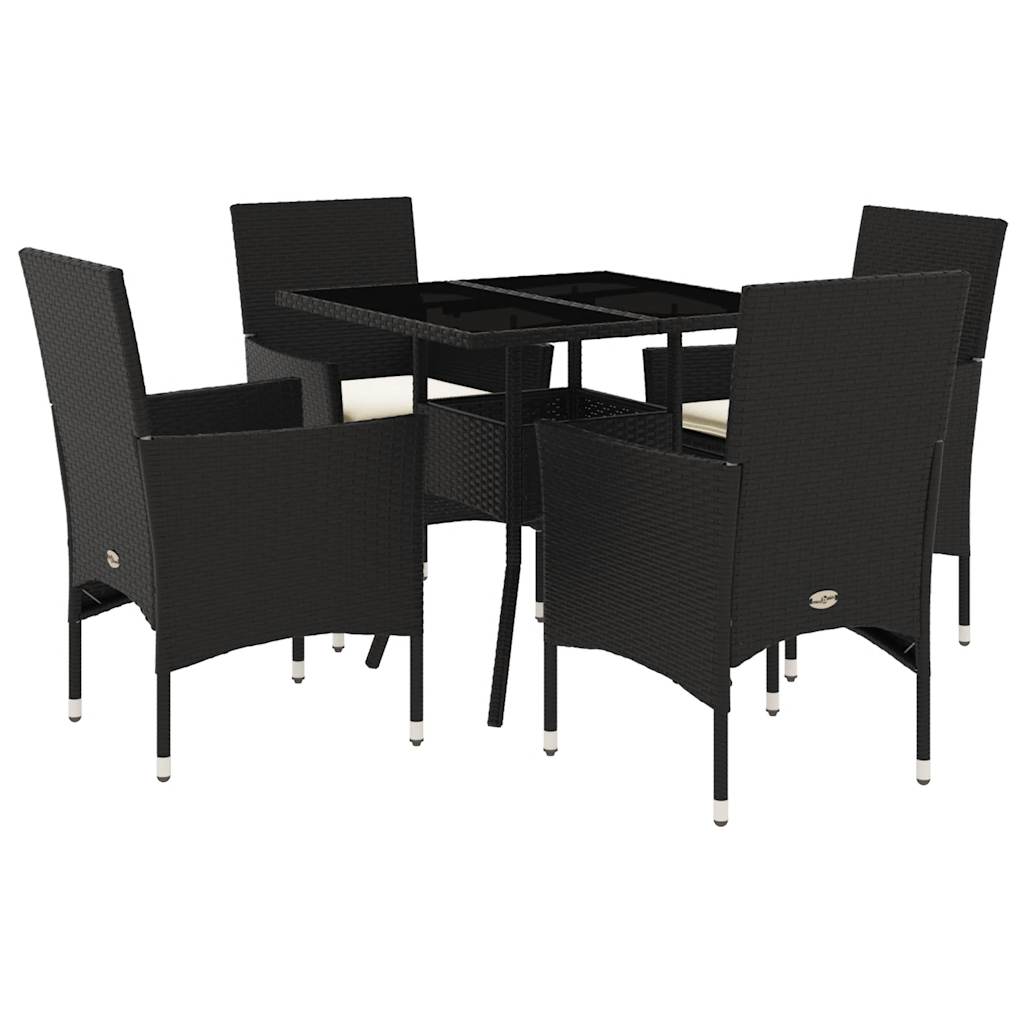Set da Pranzo da Giardino con Cuscini 5 pz Polyrattan e Vetro | homemem39