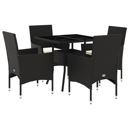 Set da Pranzo da Giardino con Cuscini 5 pz Polyrattan e Vetro - homemem39
