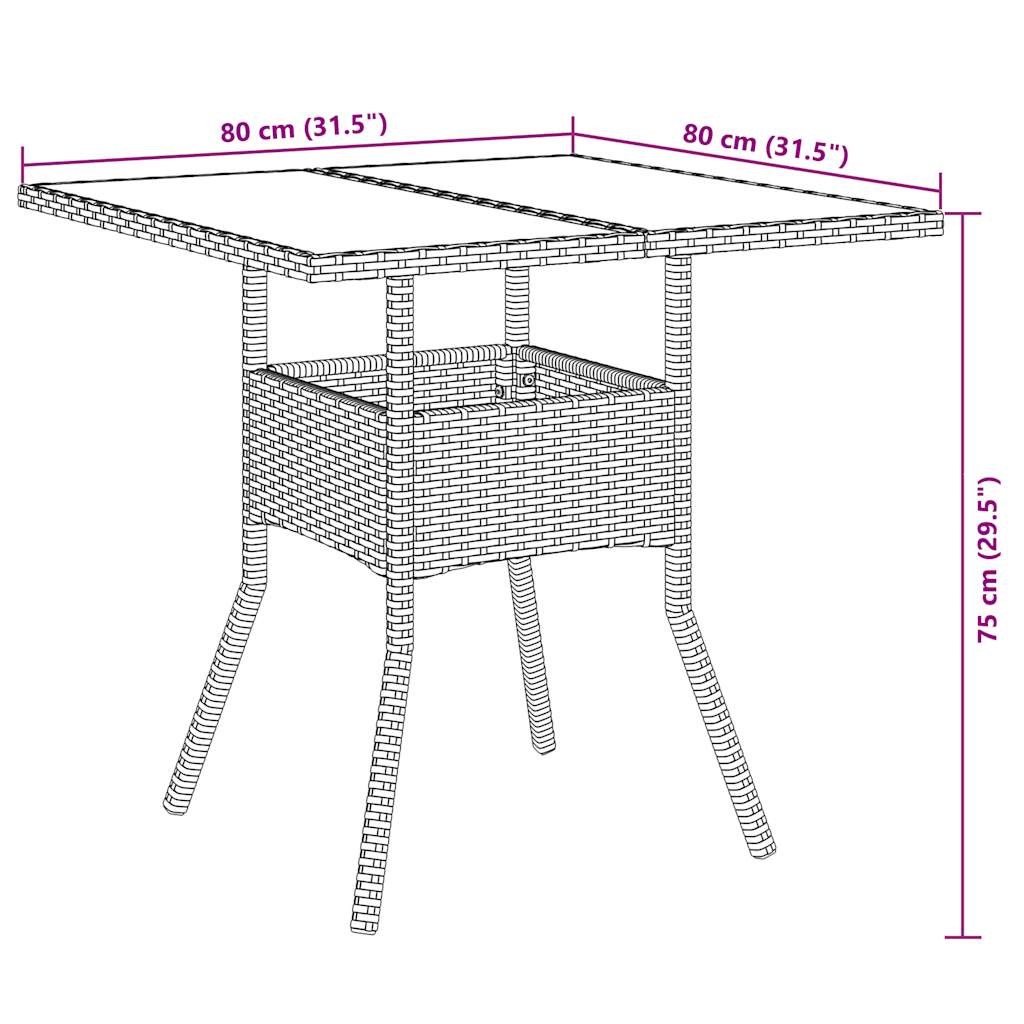 Set da Pranzo da Giardino con Cuscini 5 pz Polyrattan e Vetro | homemem39