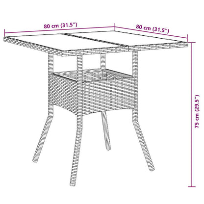 Set da Pranzo da Giardino 3 pz con Cuscini Polyrattan e Vetro | homemem39